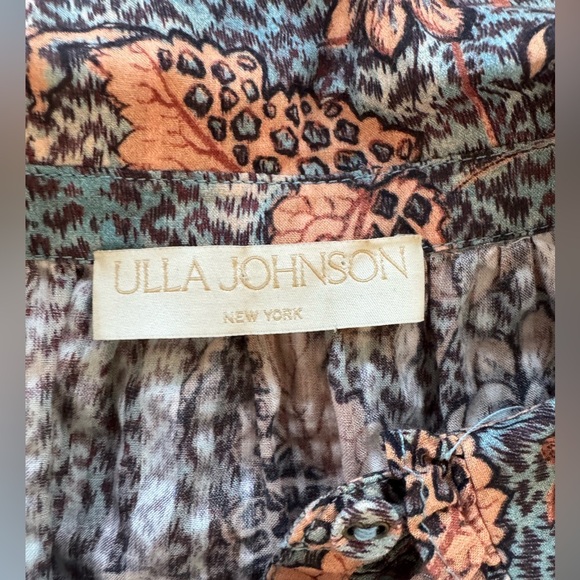NWOT Ulla Johnson Manet Cotton Ruffle Floral Blouse Aegean Blue Sz 8 Medium - Picture 12 of 15